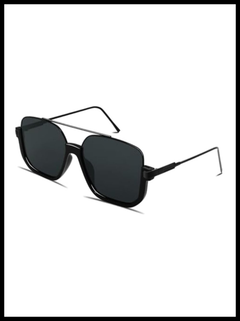 Vintage Oversized Aviator Sunglasses Semi-Rimless UV400 Metal Frame